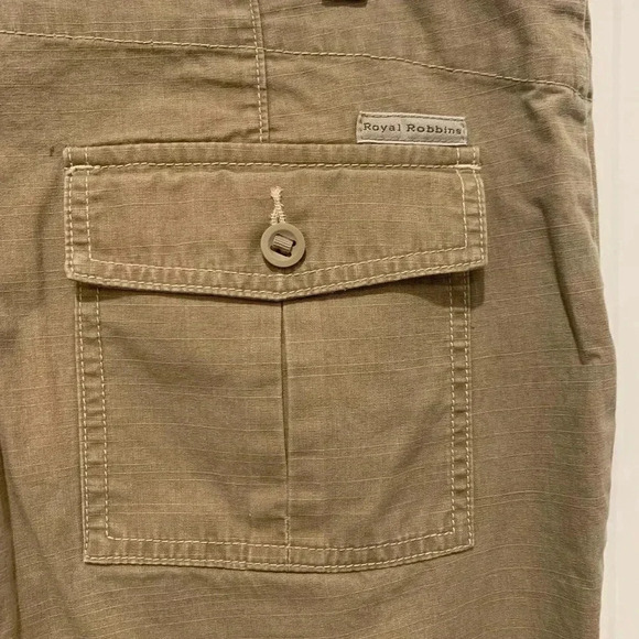 Women’s Royal Robbins Khaki Tan Cargo Cotton Pants Size 12 - Picture 5 of 6